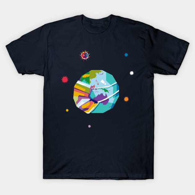 Earth vs Coronavirus T-Shirt by masnono